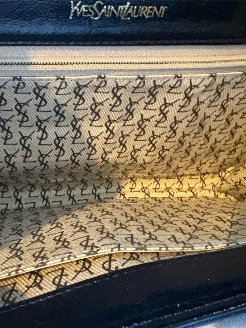 YSL  Black Woven Patent Envelope vintage Clutch with off label chain - Picture 7 of 14